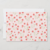 Pink Floral First Birthday Girl Party Template Einladung (Rückseite)