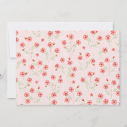 Pink Floral First Birthday Girl Party Template Einladung (Rückseite)