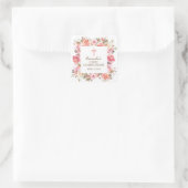 Pink Floral First Holy Communion Aufkleber (Tasche)