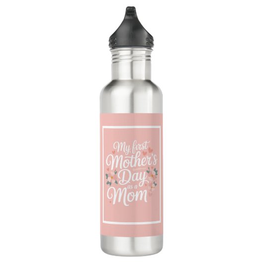 Pink Floral First Mother's Day  Edelstahlflasche (Rechts)