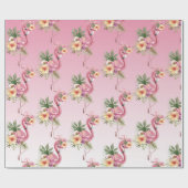 Pink Floral Flamingo Geschenkpapier (Flach)