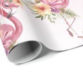 Pink Floral Flamingo Geschenkpapier (Rolleneckpunkt)