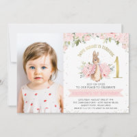 Pink Floral Flopsy Bunny Rabbit 1. Foto Geburtstag
