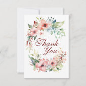Pink Floral Flor Vielen Dank Karte (Vorderseite)