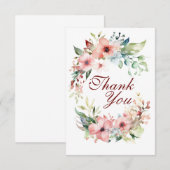 Pink Floral Flor Vielen Dank Karte (Vorne/Hinten)