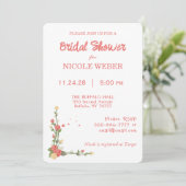 Pink Floral Flower Bridal Shower Invitation Einladung (Stehend Vorderseite)