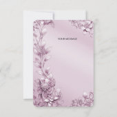 Pink Floral Foliage Danke Karte (Rückseite)