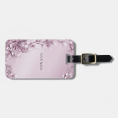 Pink Floral Foliage Gepäckmarke Gepäckanhänger (Vorderseite horizontal)