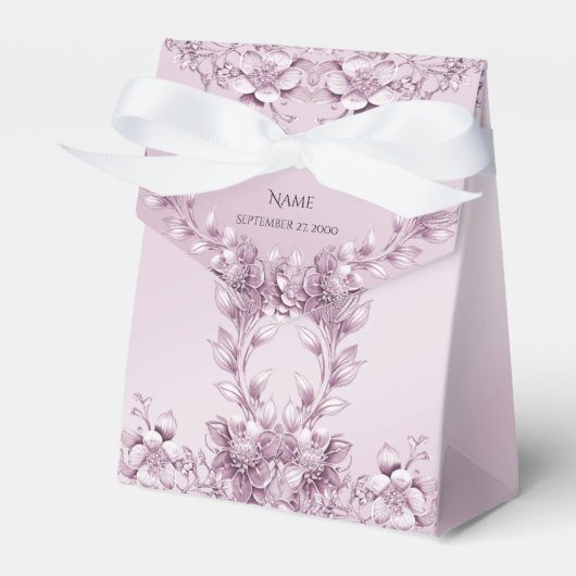 Pink Floral Foliage Geschenkschachtel (Vorderseite)