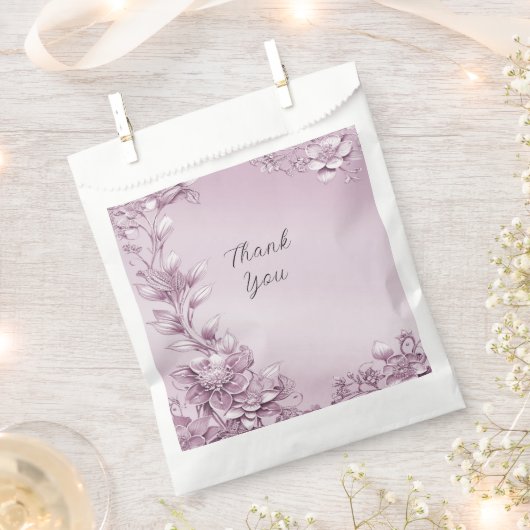 Pink Floral Foliage Geschenktütchen (Ausgeschnitten)