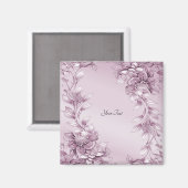 Pink Floral Foliage Magnet (Vorderseite/Rückseite)