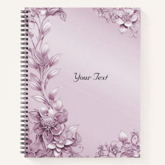 Pink Floral Foliage Notebook Notizblock