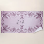 Pink Floral Foliage Strandtuch (Vorderseite)