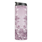 Pink Floral Foliage Thermal Tumbler Thermosbecher (Nach rechts gedreht)