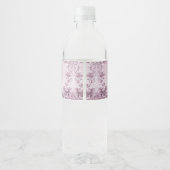 Pink Floral Foliage Wasser Flasche Etikett (Rückseite)