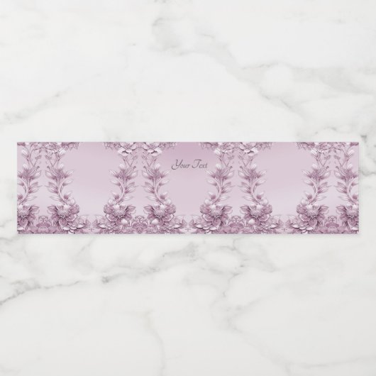 Pink Floral Foliage Wasser Flasche Etikett (Einzelnes Label)