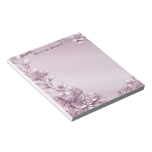 Pink Floral Foliation Notepad Notizblock (angewinkelt)