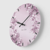 Pink floral Folior Wall Clock Große Wanduhr (Winkel)