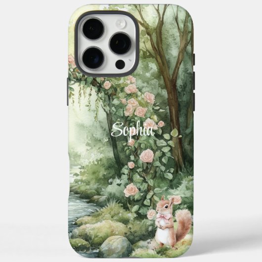 Pink Floral Forest Squirrel Case-Mate iPhone Hülle (Rückseite)