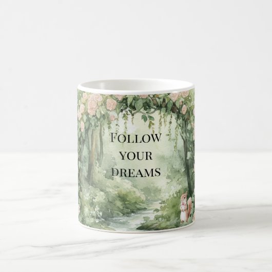 Pink Floral Forest Squirrel Kaffeetasse (Mittel)