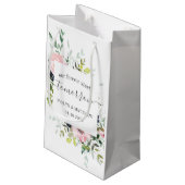 Pink Floral Forever fängt morgen Probe an Kleine Geschenktüte (Rückseite Schrägansicht)