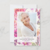 Pink Floral Foto Beerdigung Beileid Vielen Dank Karte (Vorderseite)