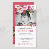 Pink Floral Foto Beerdigung Danke (Vorne/Hinten)