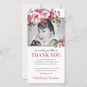 Pink Floral Foto Beerdigung Danke