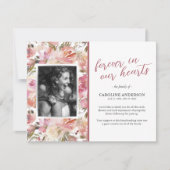 Pink Floral Foto Beerdigung Danke Karte (Vorderseite)