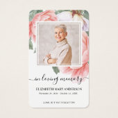 Pink Floral Foto Beileid Bestattungskarte (Vorderseite)