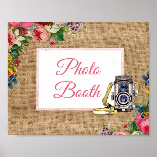 Pink Floral Foto Stand Hochzeitsschild Poster (Vorne)