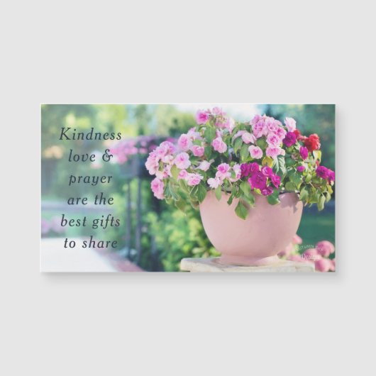 Pink Floral Fotografie Kindness Quote Magnet (Vorderseite)