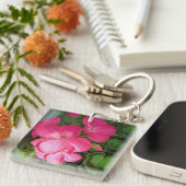 Pink Floral Fotografie Schlüsselanhänger (Vorderseite rechts)