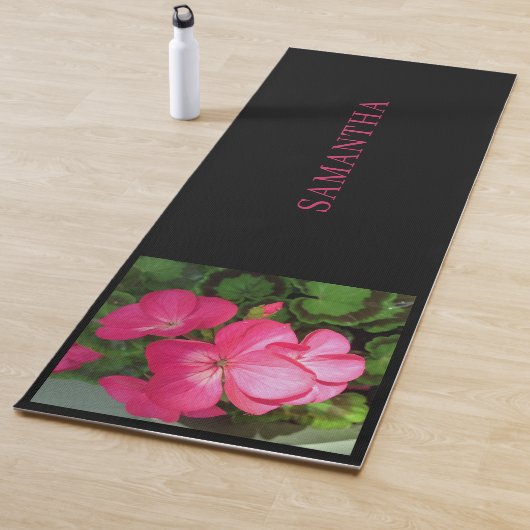 Pink Floral Fotoname Yogamatte (Beispiel)