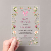 Pink Floral Frame Baby Shower Invitation Acryleinladungen (Insitu (Handheld))