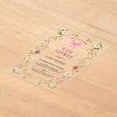 Pink Floral Frame Baby Shower Invitation Acryleinladungen (Ablage )