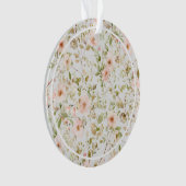 Pink Floral Frame Baby's First Christmas Ornament (Vorderseite)