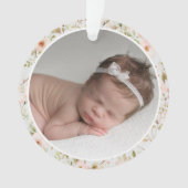 Pink Floral Frame Baby's First Christmas Ornament (Vorderseite)