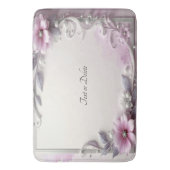 Pink Floral Frame Bath Mat Badematte (Vorderseite Vertikal)
