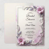Pink Floral Frame Bridal Shower Einladung (Vorne/Hinten)