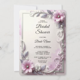 Pink Floral Frame Bridal Shower Einladung