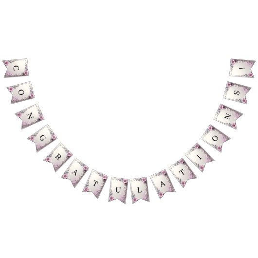 Pink Floral Frame Bunting Flag Wimpelkette (Alle)