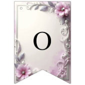 Pink Floral Frame Bunting Flag Wimpelkette (Zweite Fahne)