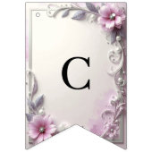 Pink Floral Frame Bunting Flag Wimpelkette (Erste Fahne)