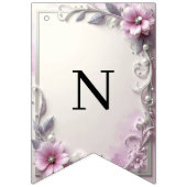 Pink Floral Frame Bunting Flag Wimpelkette (Dritte Fahne)