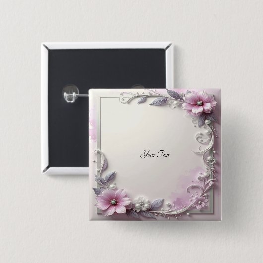 Pink Floral Frame Button (Vorne & Hinten)