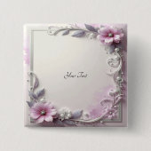 Pink Floral Frame Button (Vorderseite)
