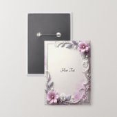 Pink Floral Frame Button (Vorderseite/Rückseite)