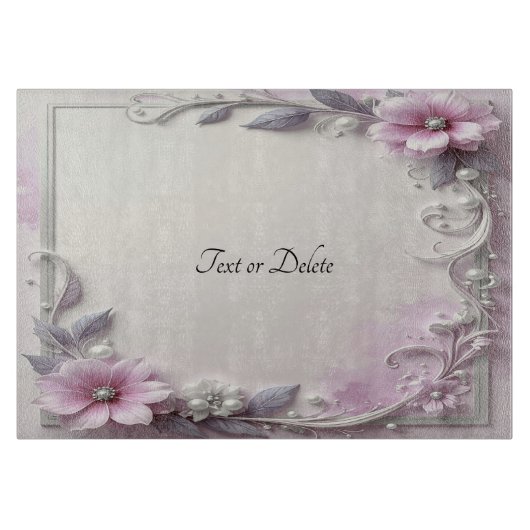 Pink Floral Frame Cutting Board Schneidebrett (Vorderseite)