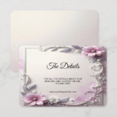 Pink Floral Frame Detail Begleitkarte (Vorne/Hinten)